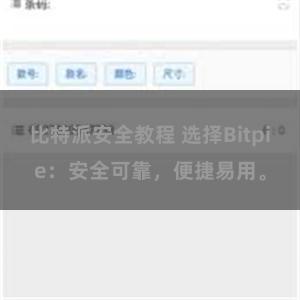 比特派安全教程 选择Bitpie：安全可靠，便捷易用。