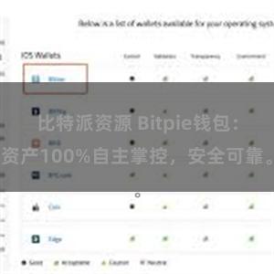 比特派资源 Bitpie钱包：资产100%自主掌控，安全可靠。