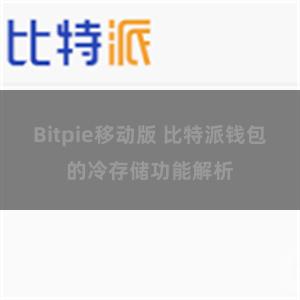 Bitpie移动版 比特派钱包的冷存储功能解析